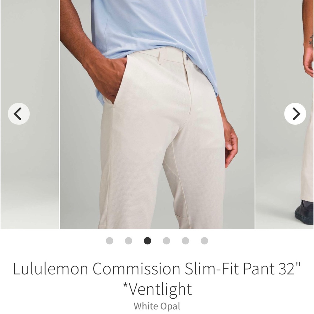 Lululemon Commission slim fit pants vent light